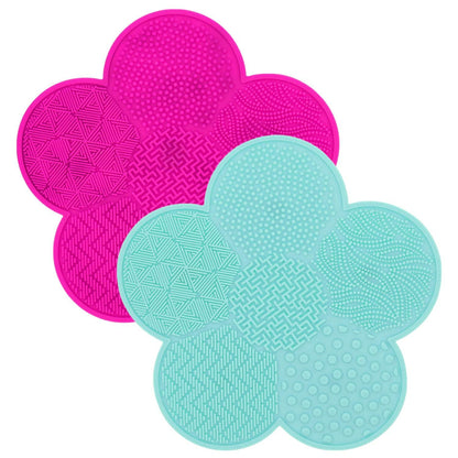 OUYFBO Makeup Brush Cleaning Pad 2 Pack Silicone Cleaner Mat w Suction