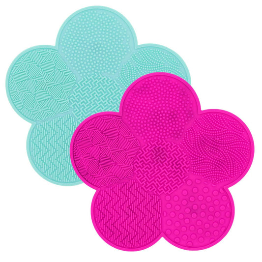 OUYFBO Makeup Brush Cleaning Pad 2 Pack Silicone Cleaner Mat w Suction