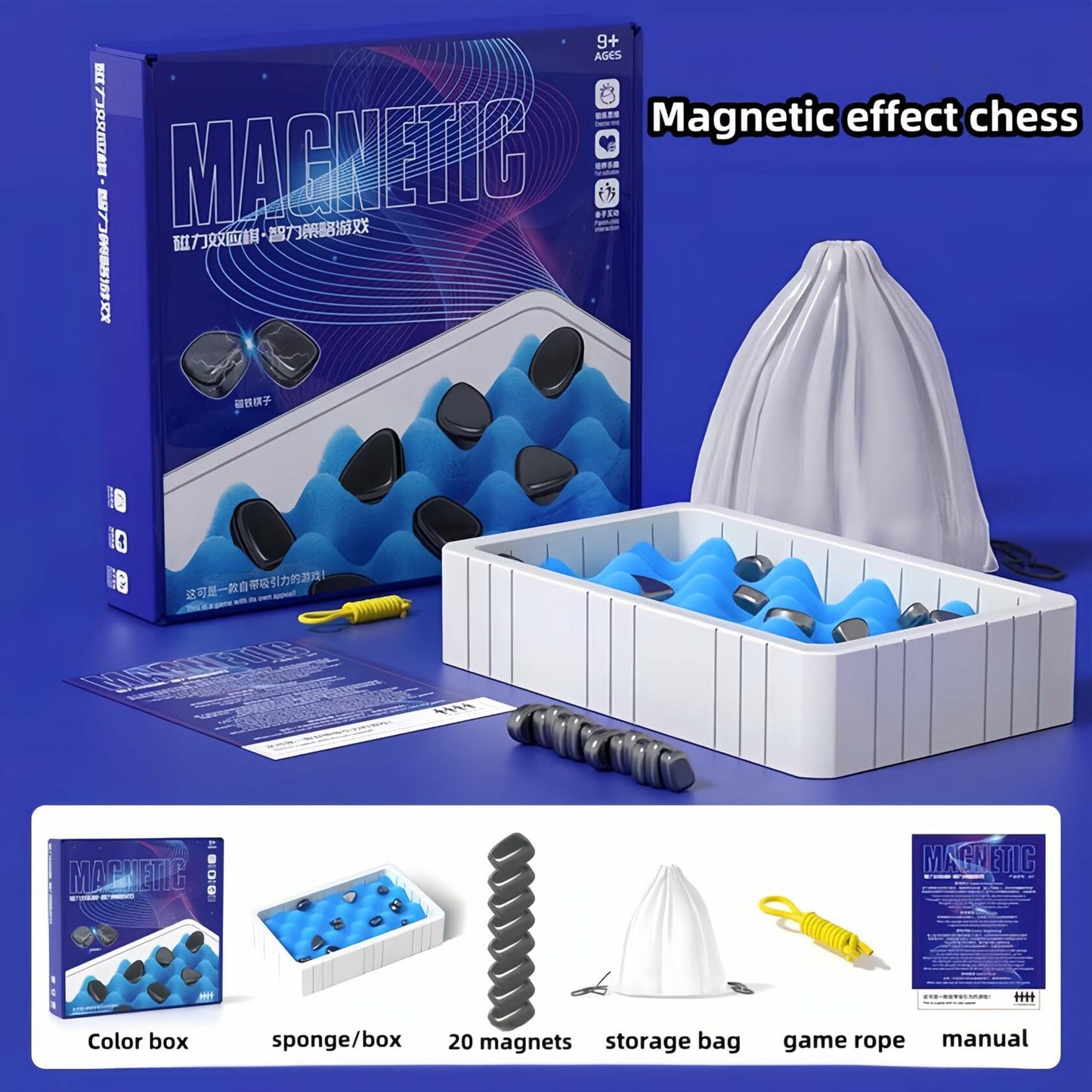 warsrnd Portable Magnetic Chess Game Strategy Board Game Family Fun Set