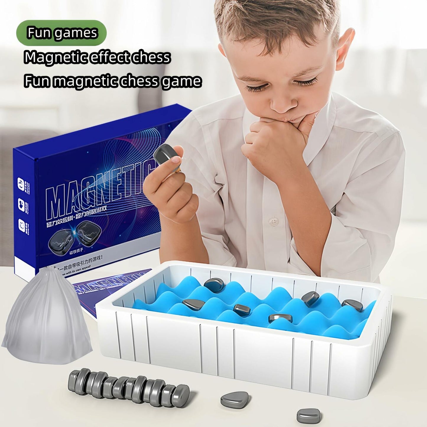 warsrnd Portable Magnetic Chess Game Strategy Board Game Family Fun Set