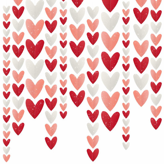 Heliltd Heart Garland 39ft Pink Red White Paper Banner Party Decor