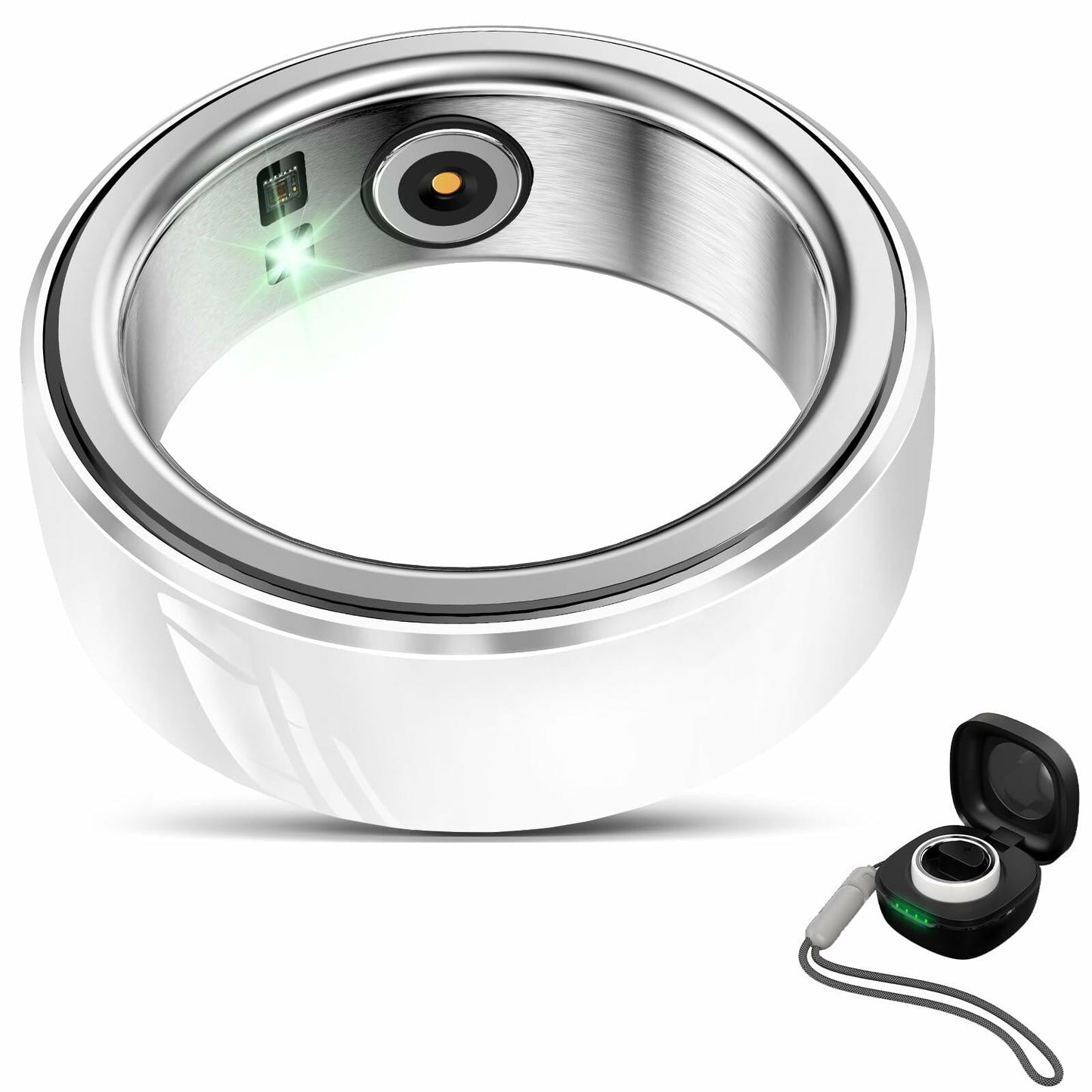 Dulutuxe Smart Ring Fitness Tracker Heart Rate Sleep Monitor White Size 10