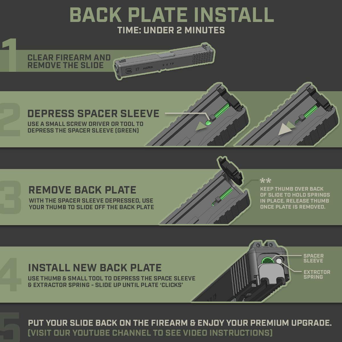 Milspin Slide Back Plate Brass Large US Flag for Smith & Wesson M&P M2.0