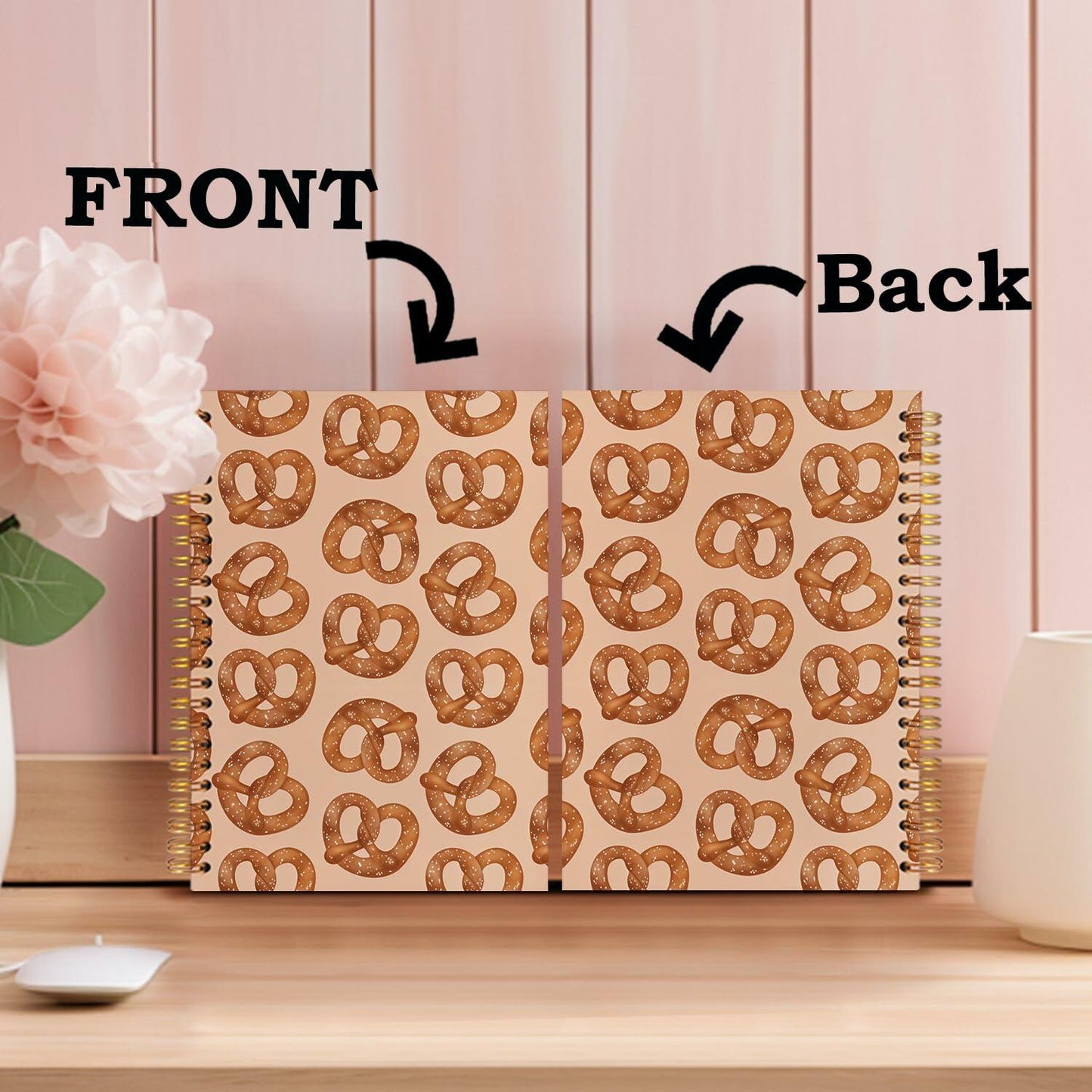 SNNDER Coquette Pink Bow Hardcover Spiral Notebook 5.5x8.3 Inch Pink Journal