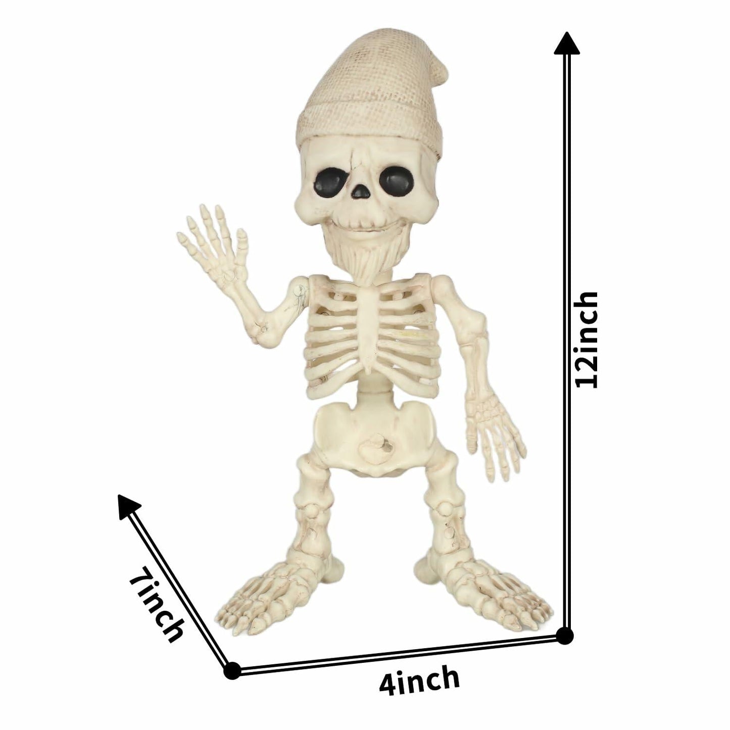 Seasons 12" Skeleton Gnome Figurine Halloween Decoration White Plastic