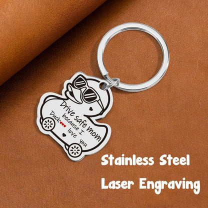 XgiftCreat Drive Safe Mom Keychain Small Letter Print Animal Pattern