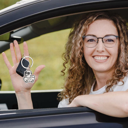 XgiftCreat Drive Safe Mom Keychain Small Letter Print Animal Pattern