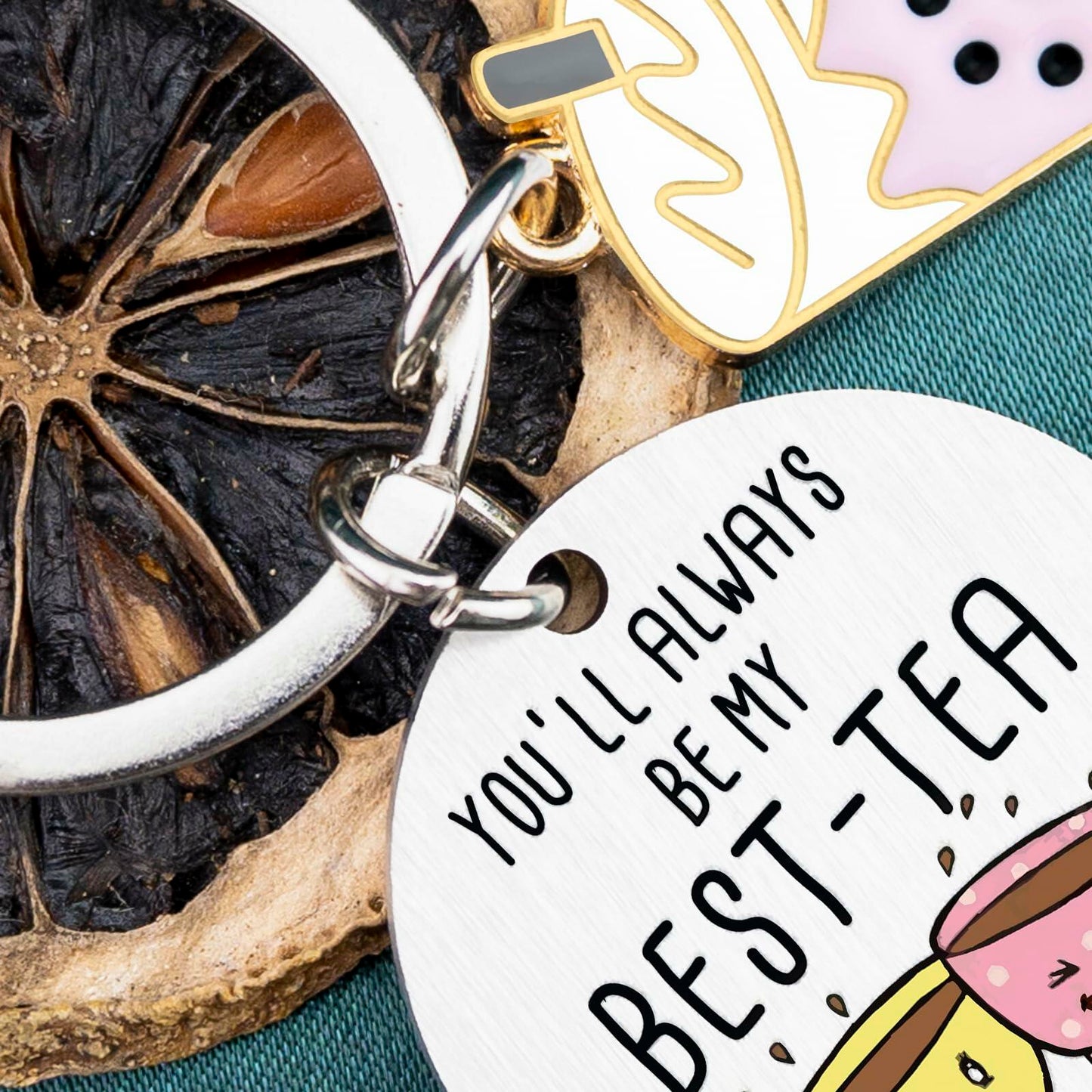 WXCATIM Best Friend Keychain Funny Friendship Gift Small Silver