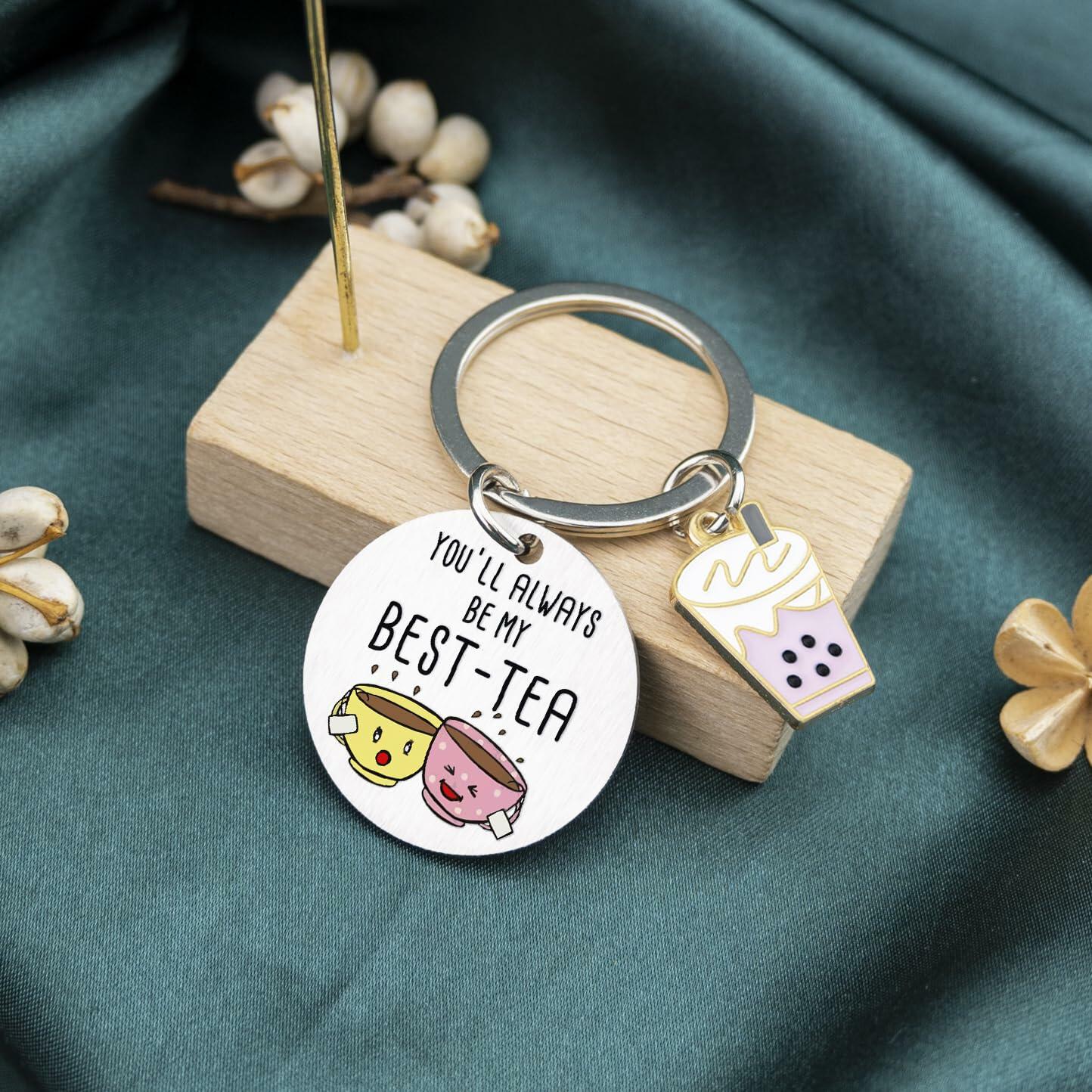 WXCATIM Best Friend Keychain Funny Friendship Gift Small Silver