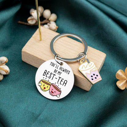 WXCATIM Best Friend Keychain Funny Friendship Gift Small Silver