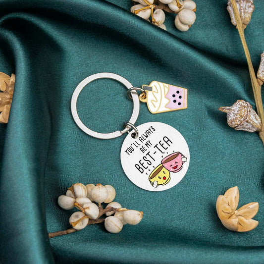 WXCATIM Best Friend Keychain Funny Friendship Gift Small Silver