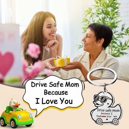 XgiftCreat Drive Safe Mom Keychain Small Letter Print Animal Pattern