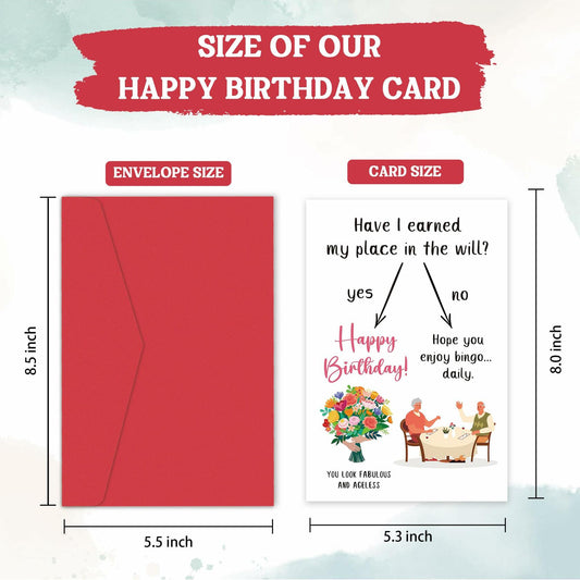 BINVASDS Funny Birthday Card for Mom Grandma Women 50th-90th Age Humor White