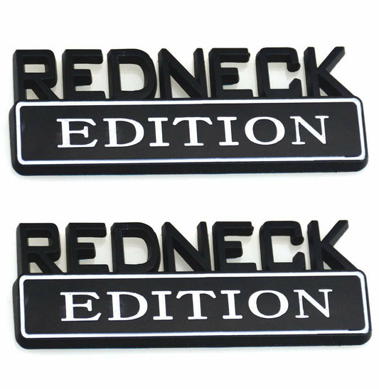 2 Pack Redneck Edition Exterior Emblem Decal Black White for F-150 F250 F350