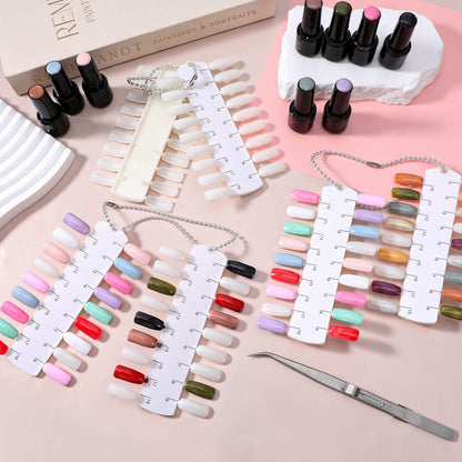 Qulkws 6 Sets 216 Tips Clear Double Layer Nail Color Swatch Practice Chart