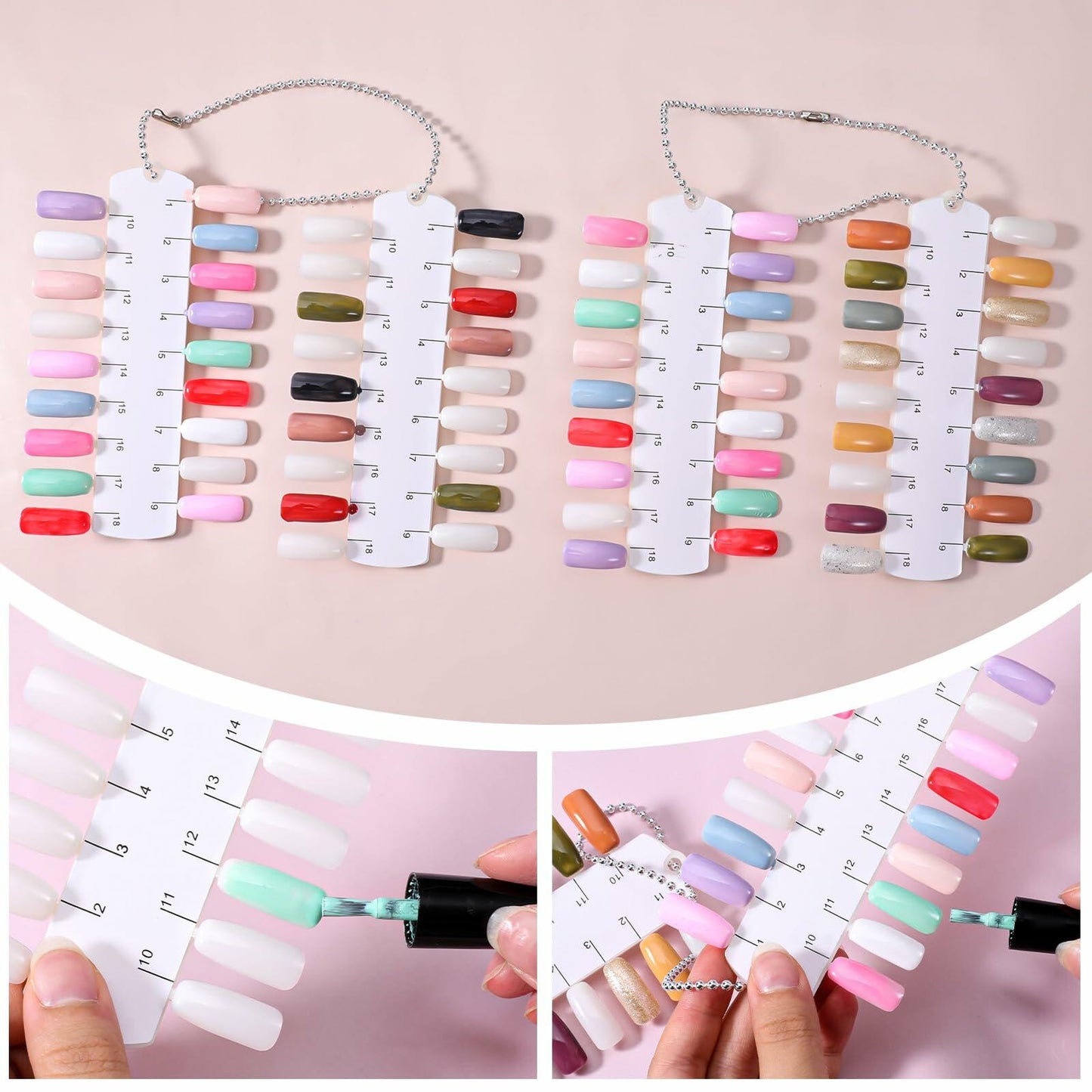 Qulkws 6 Sets 216 Tips Clear Double Layer Nail Color Swatch Practice Chart