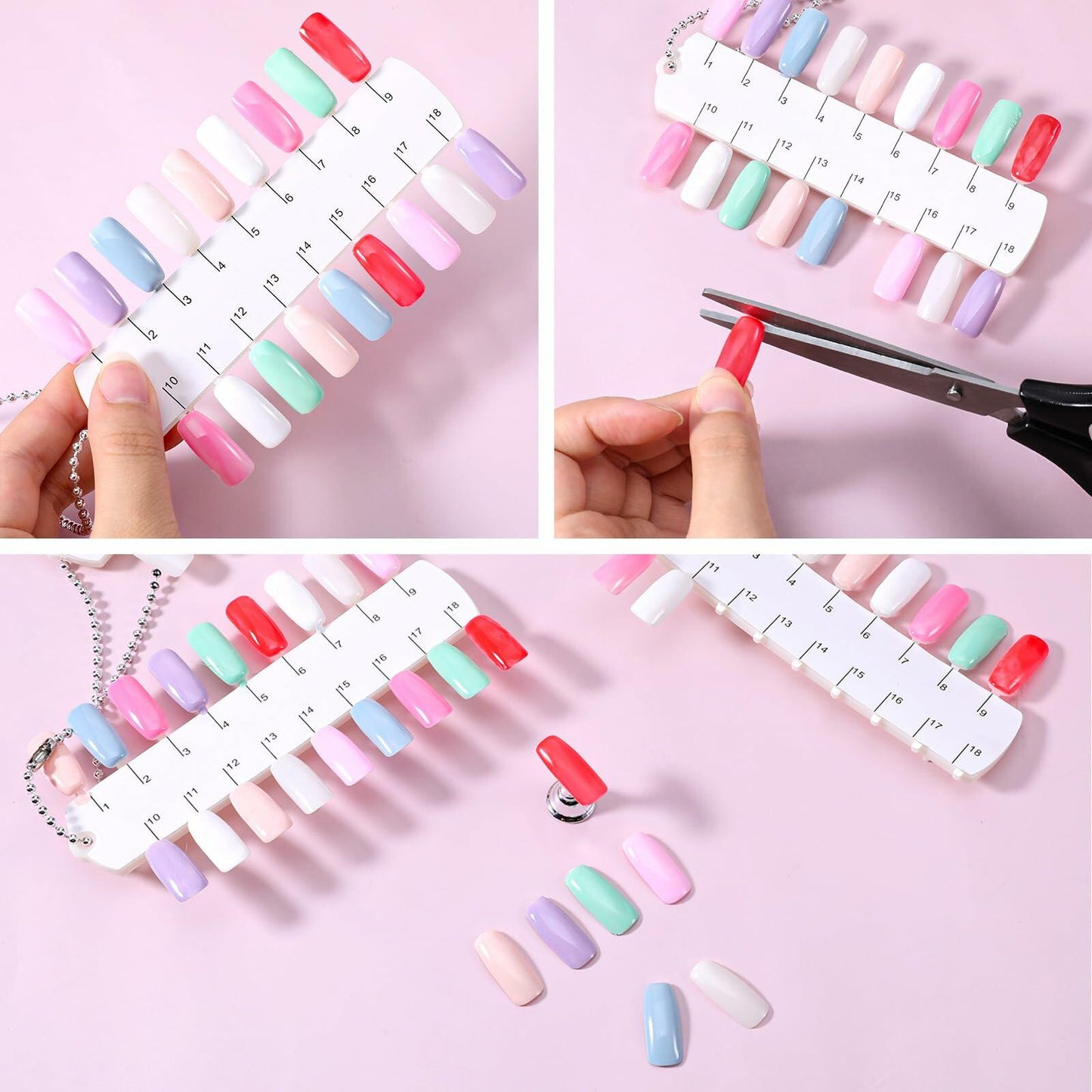 Qulkws 6 Sets 216 Tips Clear Double Layer Nail Color Swatch Practice Chart