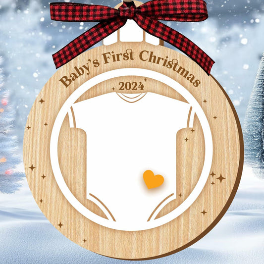 DEARMINE Baby First Christmas Ornament 2024 Wood Writable Newborn Gift