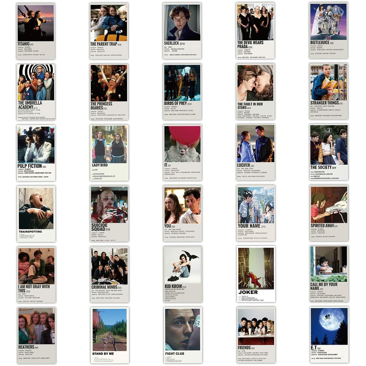 64PCS Poster Movie Vintage Stickers for Laptop and computer, Poster classic