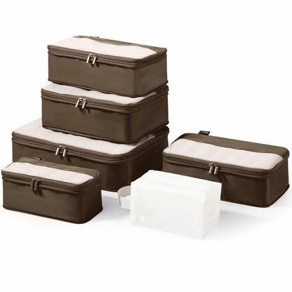 SOARSAIL Compression Packing Cubes 6 Pack Travel Organizer Charcoal Gray