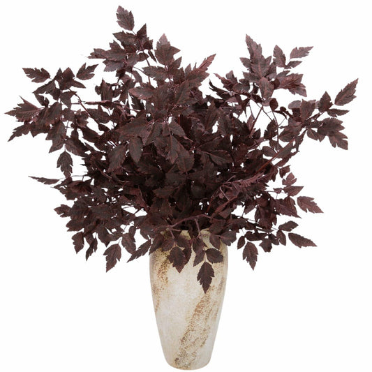 6pcs 30in Faux Cimicifuga Leaf Stems Fall Foliage Spray Plum Decor