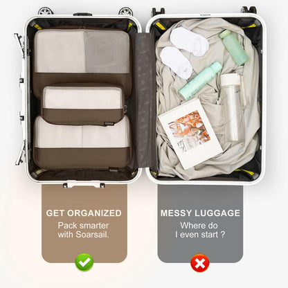 SOARSAIL Compression Packing Cubes 6 Pack Travel Organizer Charcoal Gray