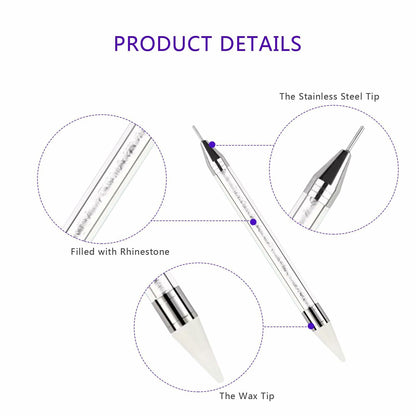 5PCS Rhinestone Picker Tool Dual End Dotting Pen Nail Art Crystal Handle