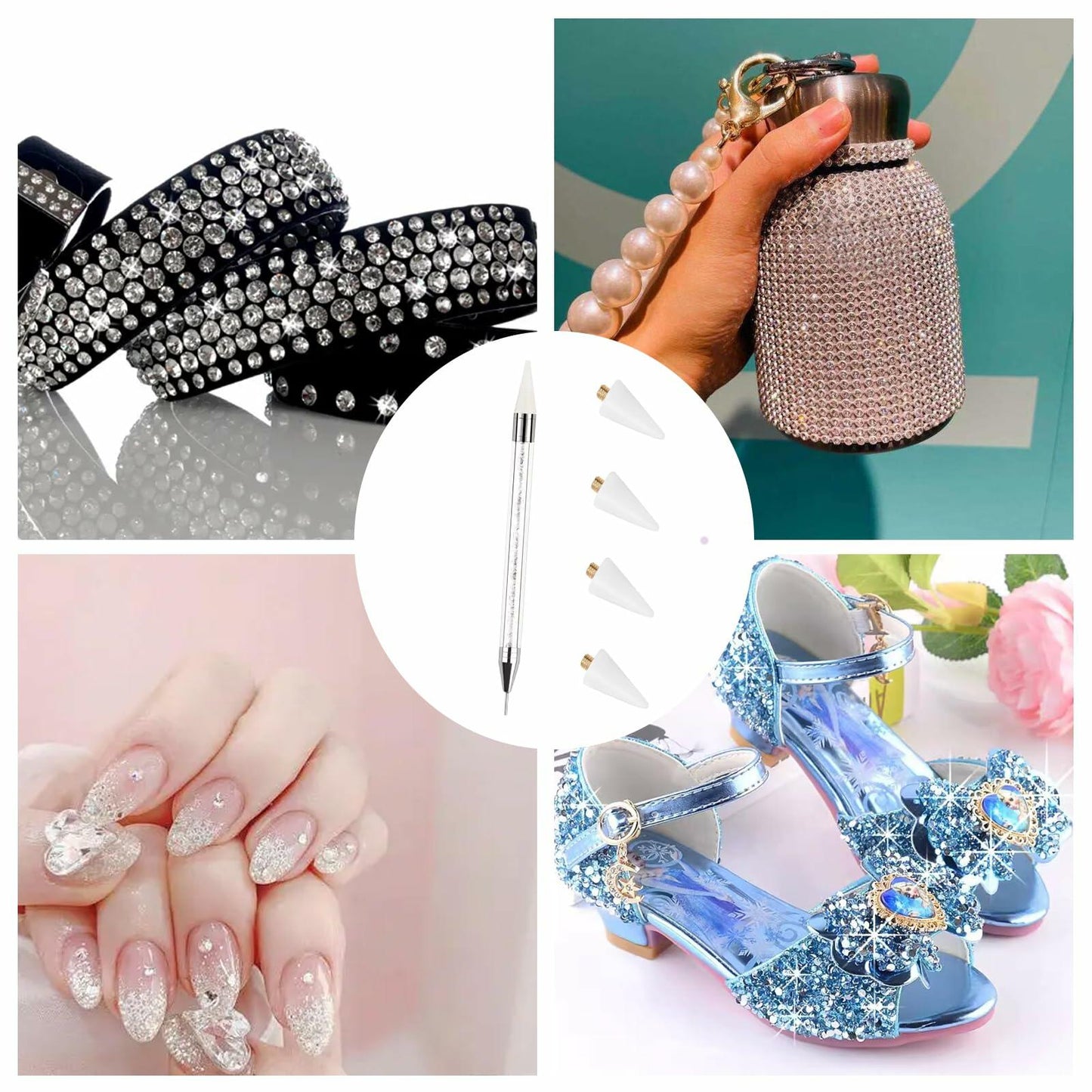 5PCS Rhinestone Picker Tool Dual End Dotting Pen Nail Art Crystal Handle