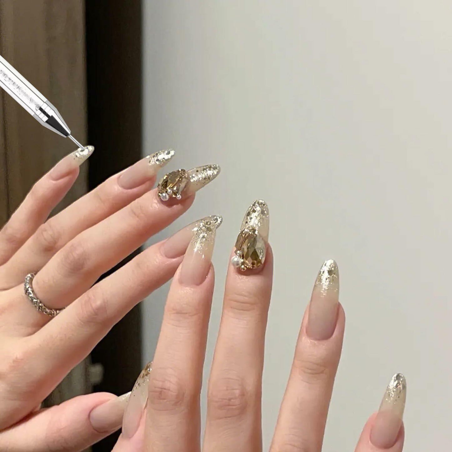 5PCS Rhinestone Picker Tool Dual End Dotting Pen Nail Art Crystal Handle