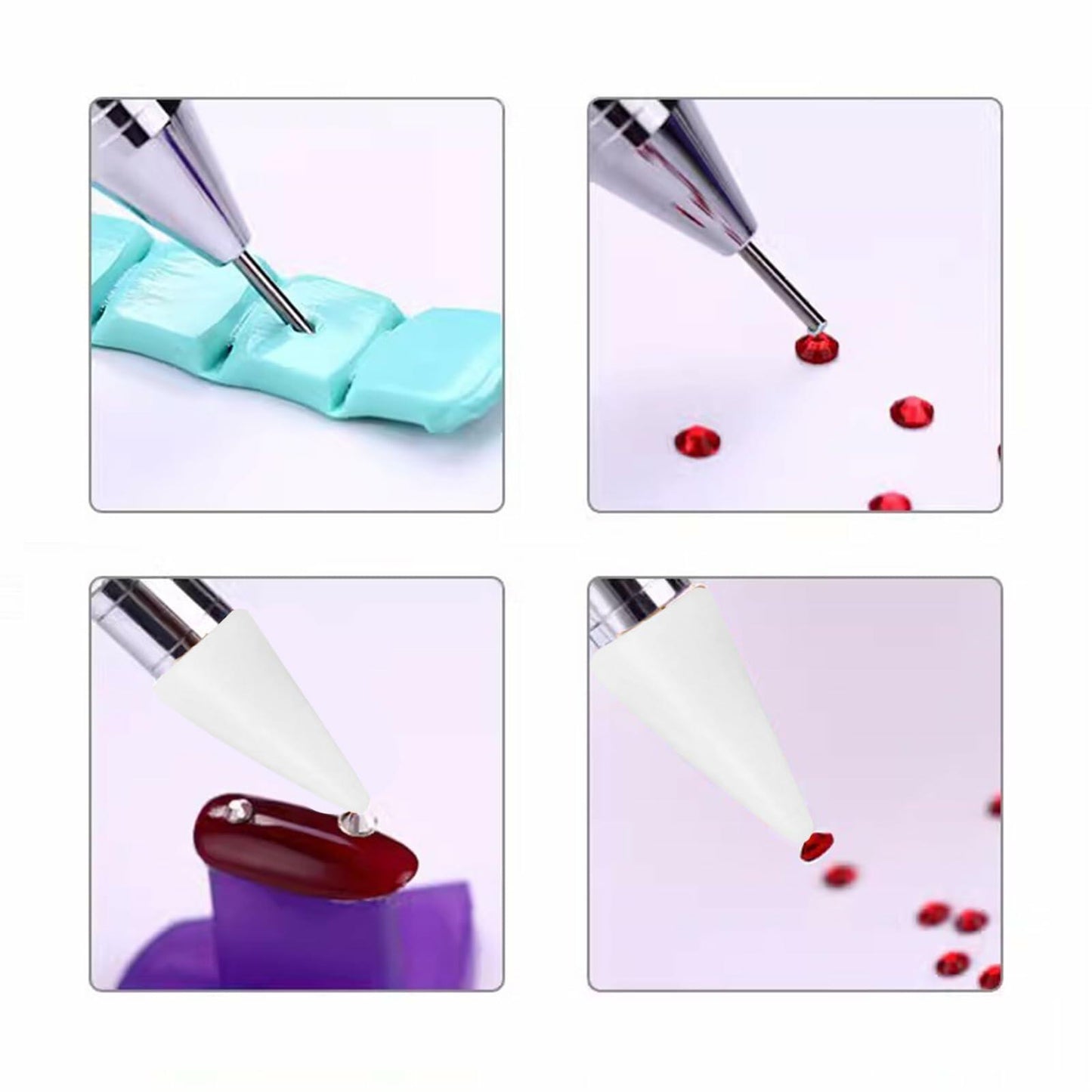 5PCS Rhinestone Picker Tool Dual End Dotting Pen Nail Art Crystal Handle