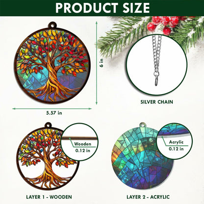 AVERXO Tree of Life Viking Suncatcher Window Hanging Decor 6in Open Box