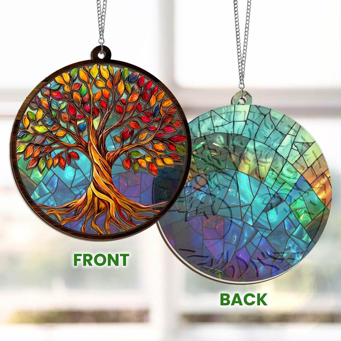 AVERXO Tree of Life Viking Suncatcher Window Hanging Decor 6in Open Box