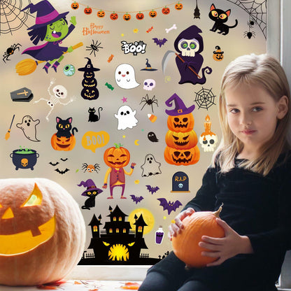 Halloween Decorations 743 PCS Window Clings 10 Sheets Large Double-Sided