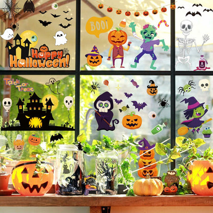 Halloween Decorations 743 PCS Window Clings 10 Sheets Large Double-Sided