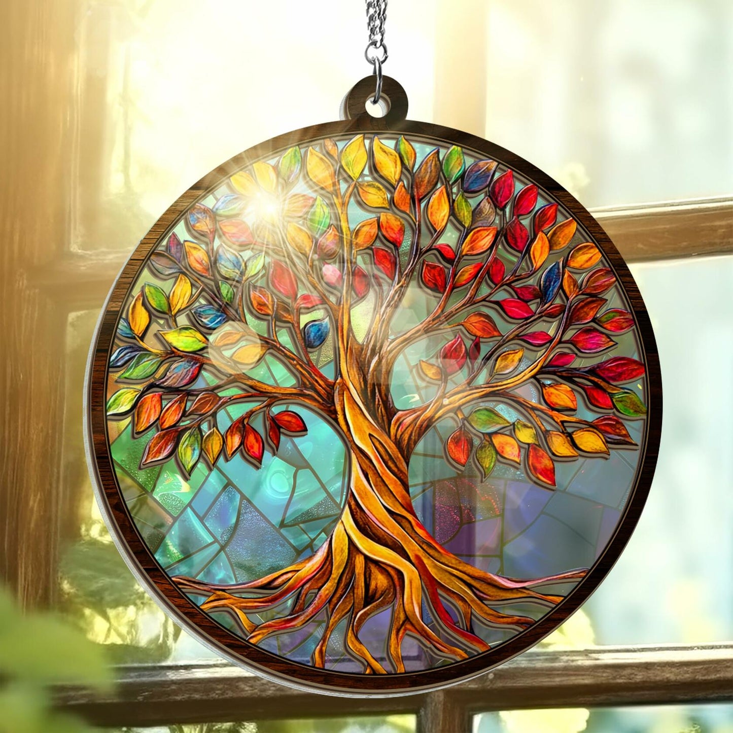 AVERXO Tree of Life Viking Suncatcher Window Hanging Decor 6in Open Box