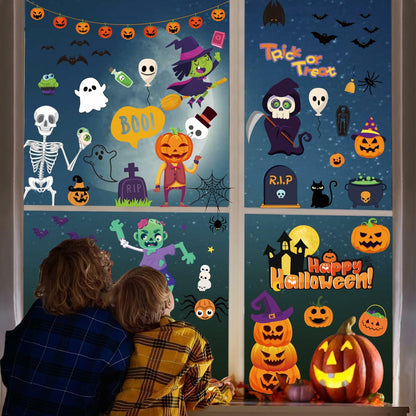 Halloween Decorations 743 PCS Window Clings 10 Sheets Large Double-Sided