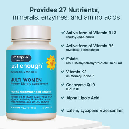 BestBy12/25 Dr. Siegal's Just Enough Women's Multivitamin 60 Caps