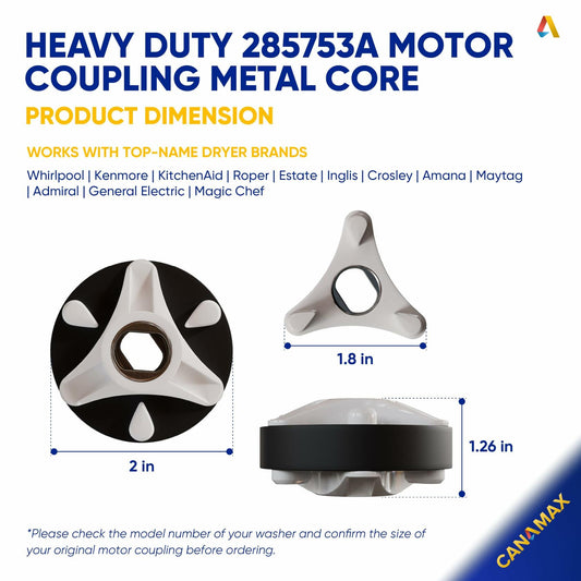 285753A Metal Motor Coupling Kit for Whirlpool Kenmore Washer 2 Pack