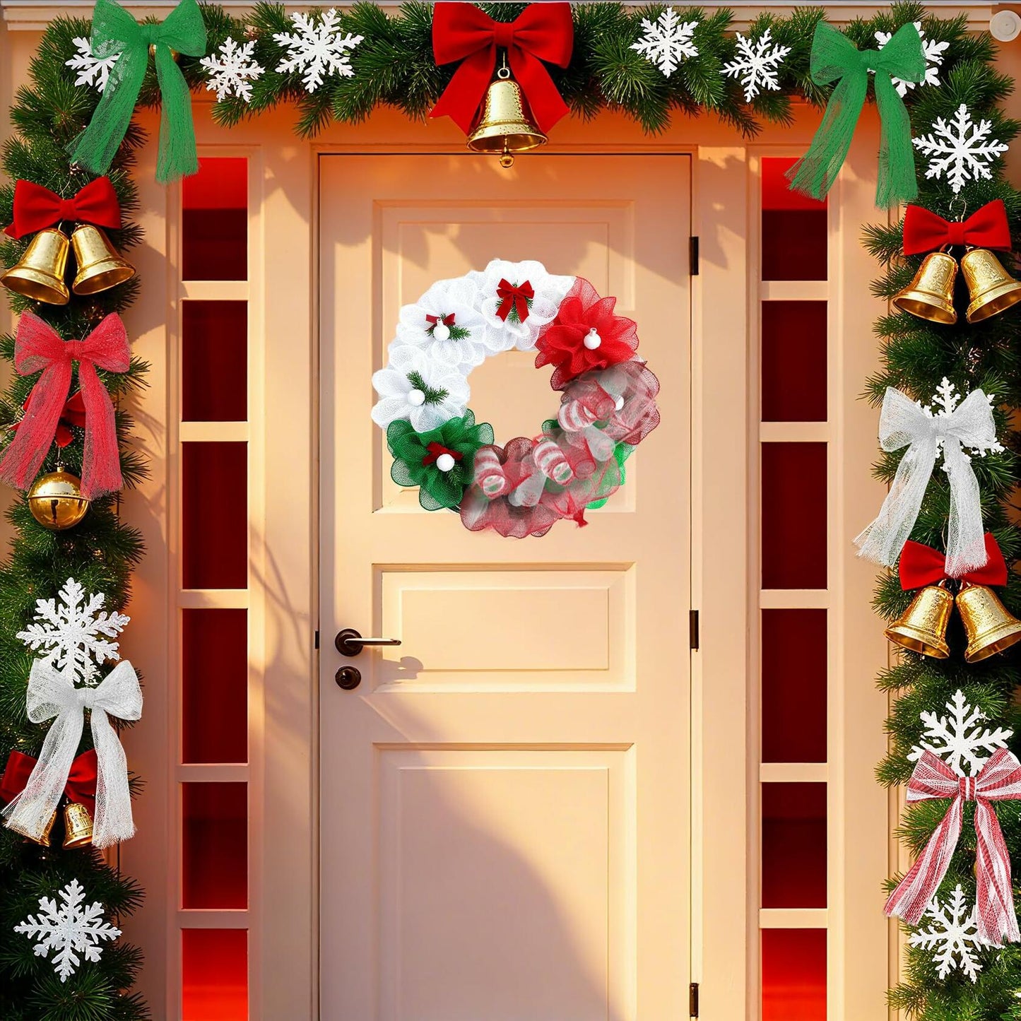 Funactu Metallic Mesh Ribbon 10in x 30ft Red Foil Christmas Decor