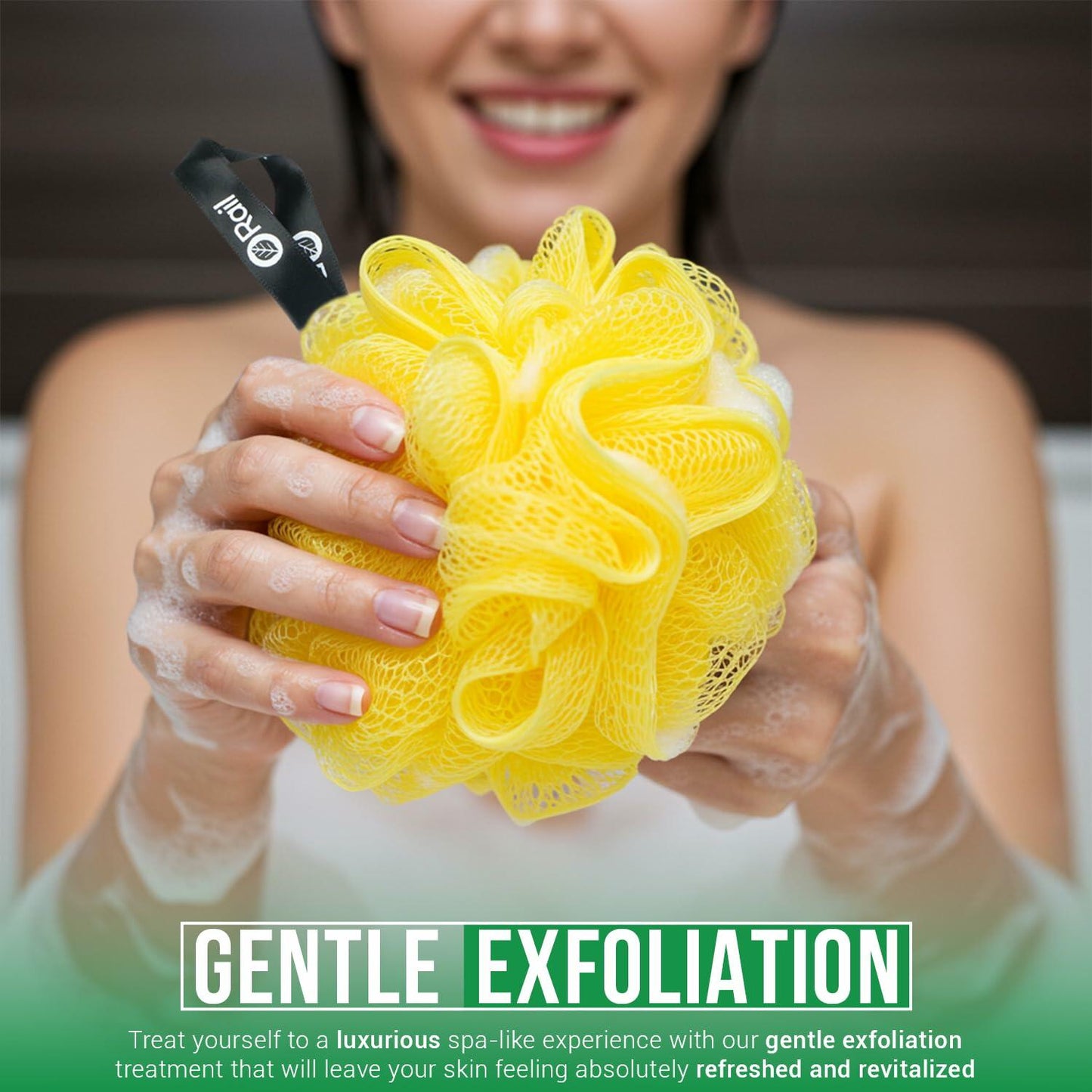 Rail 70g Loofah Sponge Exfoliating Bath Body Scrubber Mesh Pouf White