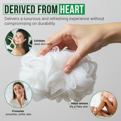 Rail 70g Loofah Sponge Exfoliating Bath Body Scrubber Mesh Pouf White