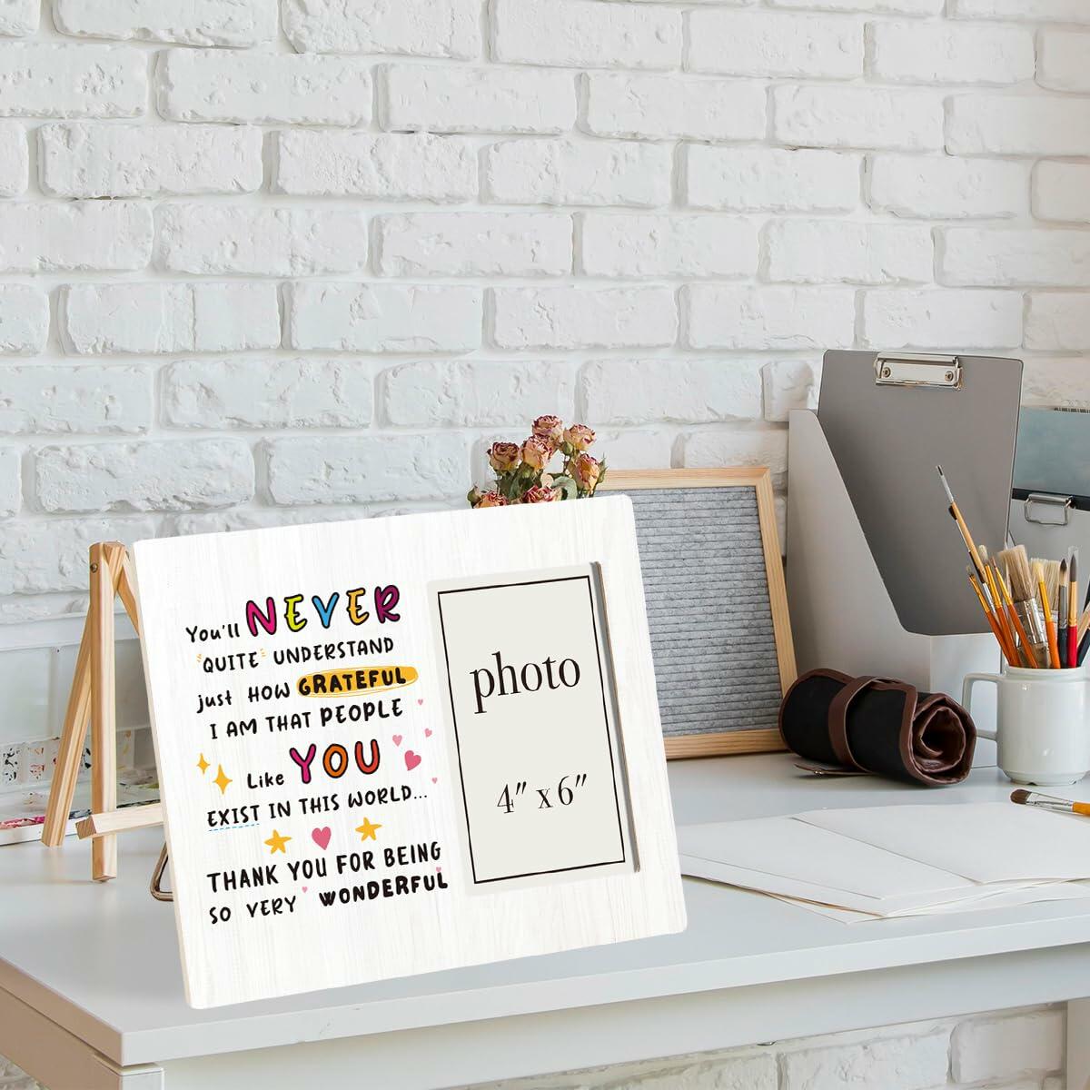 CIANMGD Thank You Picture Frame Inspirational Appreciation Gift 4x6 Wood