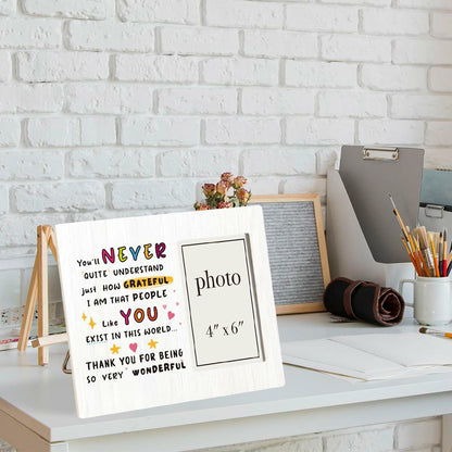 CIANMGD Thank You Picture Frame Inspirational Appreciation Gift 4x6 Wood