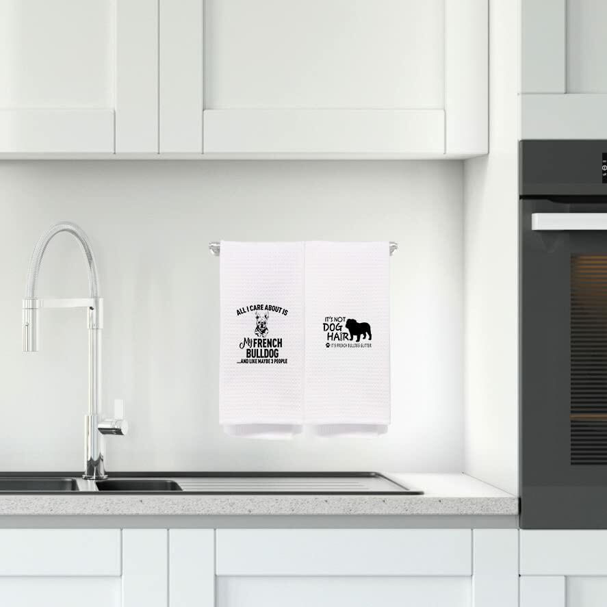 NEGIGA French Bulldog Kitchen Towels 16x24 Set of 4 Frenchie Mom Gifts