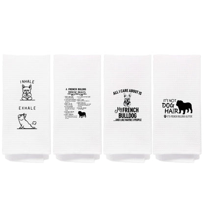 NEGIGA French Bulldog Kitchen Towels 16x24 Set of 4 Frenchie Mom Gifts