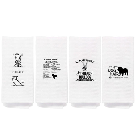 NEGIGA French Bulldog Kitchen Towels 16x24 Set of 4 Frenchie Mom Gifts
