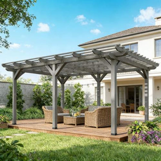 [09X12FT] Premium Outdoor Wooden Grape Trellis Pergola (SAK18579)