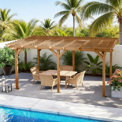 [09X12FT] Premium Outdoor Wooden Grape Trellis Pergola (SAK18579)