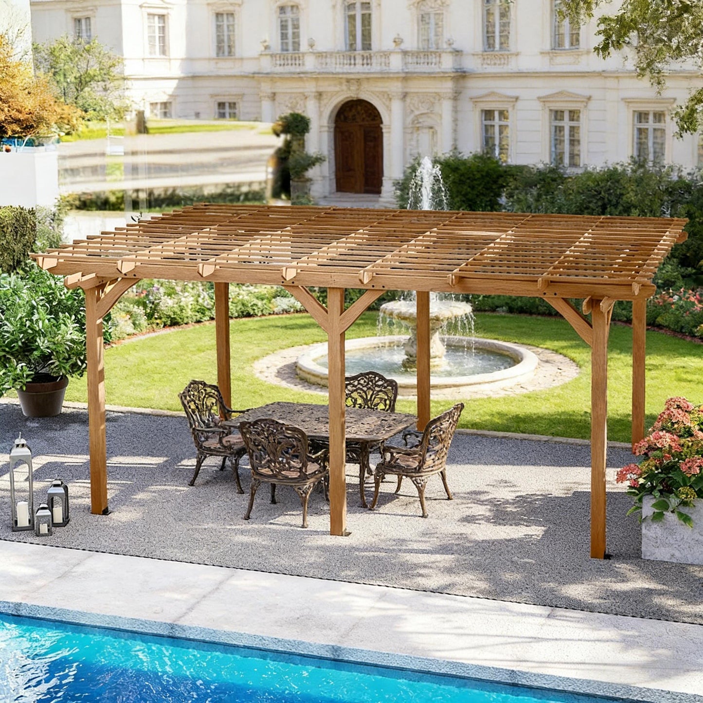 [09X12FT] Premium Outdoor Wooden Grape Trellis Pergola (SAK18579)