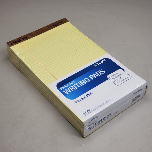 ZA@ TOPS (12 Pack) Legal Pad Perforated Writing Pads 8.5" x 14" 50 pages Yellow 7572 D